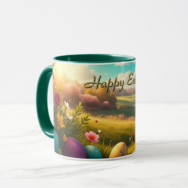 Caneca Happy Easter in a Spring Landscape (Frente Esquerda)