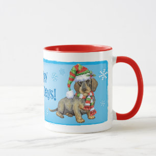 Caneca Happy Howlidays Wirehaired Dachshund