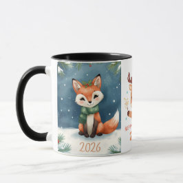 Caneca happy new year 2026  fox & reindeer coffee mug