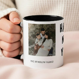 Caneca Happy New Year  Personalized Family Name Photo  