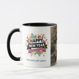 Caneca Happy New Year  Personalized Family Name Photo Mug