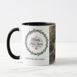 Caneca Happy New Year  Personalized Family Name Photo Mug