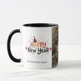 Caneca Happy New Year  Personalized Family Name Photo Mug