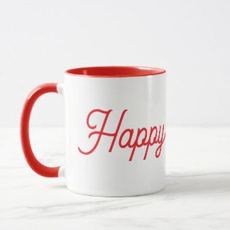 Caneca Happy New Year Red & White Ceramic Mug
