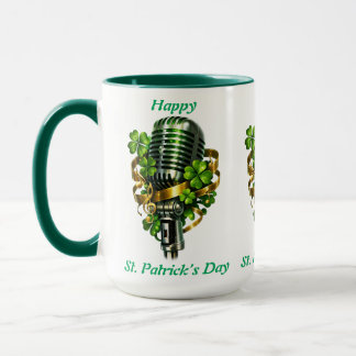 Caneca Happy St. Patrick’s Day Shamrock & Microphone