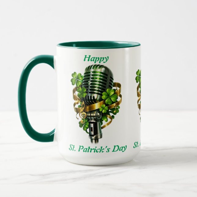 Caneca Happy St. Patrick’s Day Shamrock & Microphone (Esquerda)