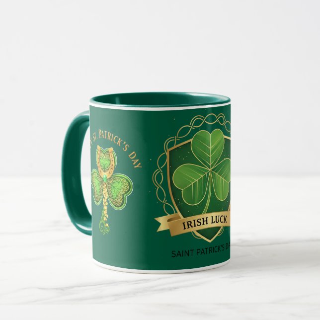 Caneca Happy St Patrick's Day Irish Luck Shamrock Mug (Frente Esquerda)