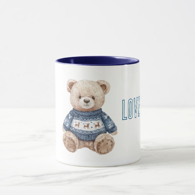 Caneca Happy Teddy Bear Blue Sweater Love (Centro)