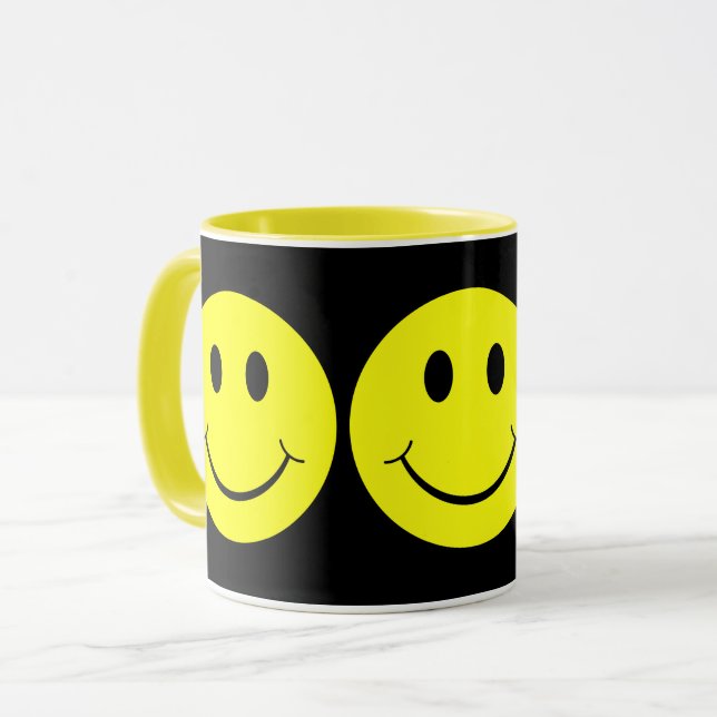 Caneca Happy Yellow Faces Black (Frente Esquerda)