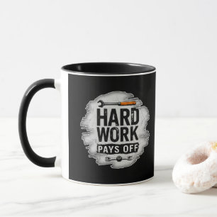 Caneca Hard Work Pays Off Grunge Worker Design