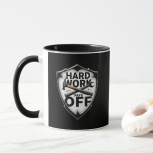 Caneca Hard Work Pays Off Shield Worker Design