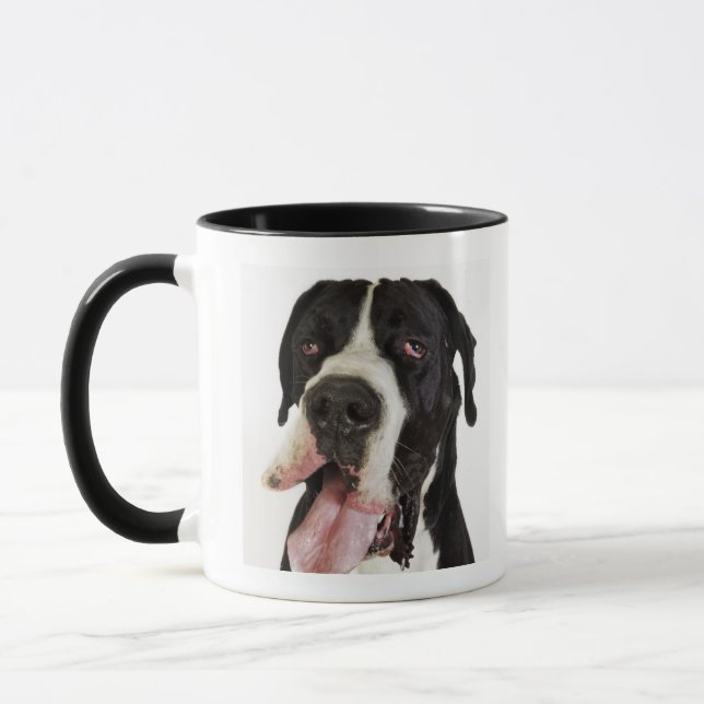 Caneca Harlequin great dane, fim-acima no branco (Esquerda)