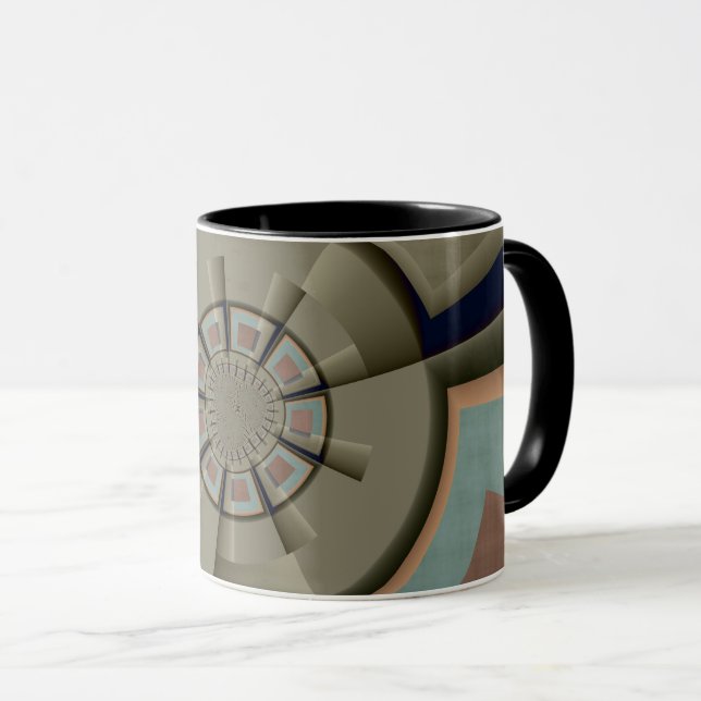 Caneca Harmonia de Cores Abstratas Modernas Arte Gráfica  (Frente Esquerda)