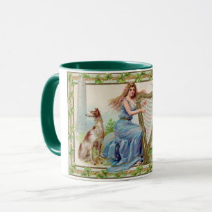 Caneca Harp and Dog, Shamrock, Rua. Dia de Patrick, Vinta