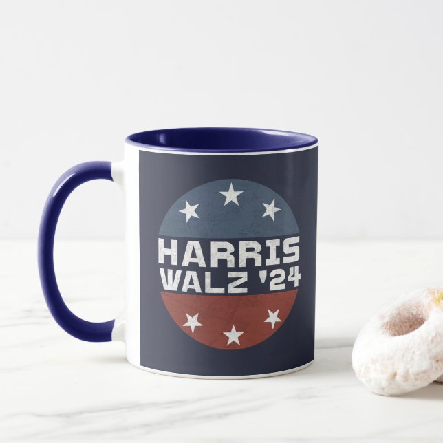 Caneca Harris Walz 2024 Campaign USA Flag (Com Donut)