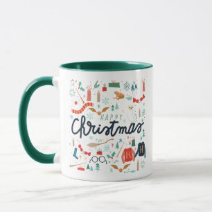 Caneca Harry Potter   Feliz Natal Com Ícones Festivos