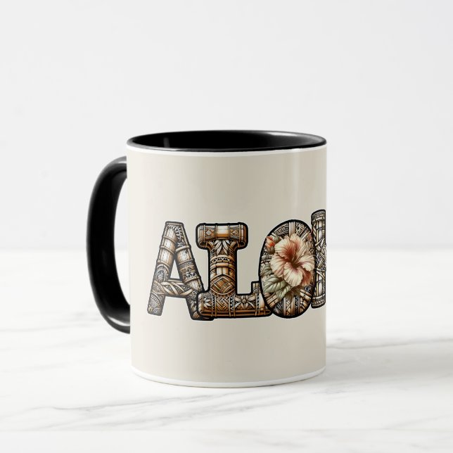 Caneca Havaiano Polinésio Visual Bambu Aloha (Frente Esquerda)