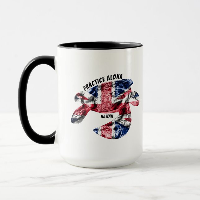 Caneca Hawaii Practice Aloha - Tribal Honu HIFlag (Esquerda)