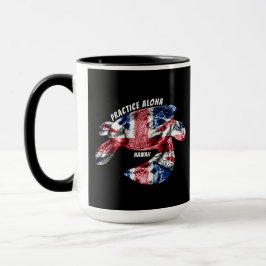 Caneca Hawaii Practice Aloha - Tribal Honu HIFlag