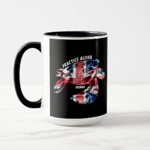 Caneca Hawaii Practice Aloha - Tribal Honu HIFlag