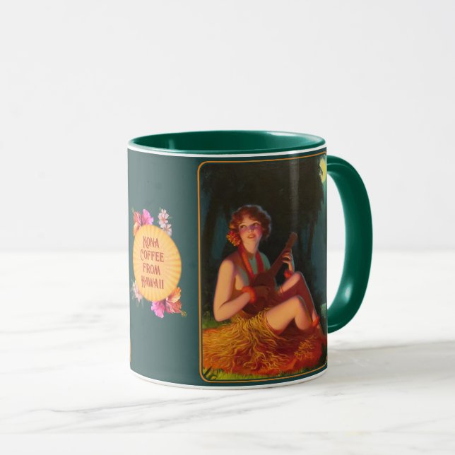Caneca Hawaiian Kona Coffee Girl w/Ukulele (Frente Esquerda)