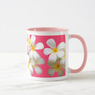 Caneca Hawaiian white plumeria flower pink