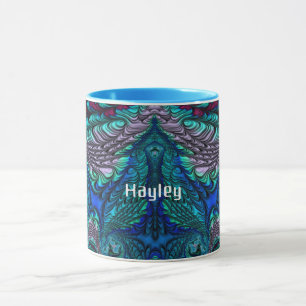 Caneca HAYLEY ~ PEACOCK azul - fractal ~