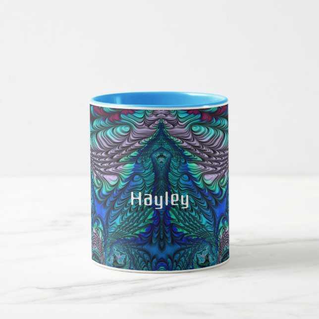 Caneca HAYLEY ~ PEACOCK azul - fractal ~ (Centro)