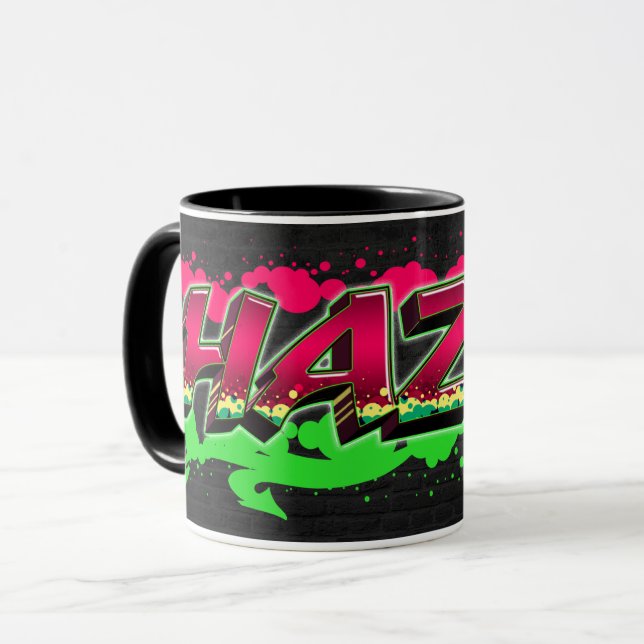 Caneca Hazel Vorname Name Graffiti red green Tasse (Frente Esquerda)