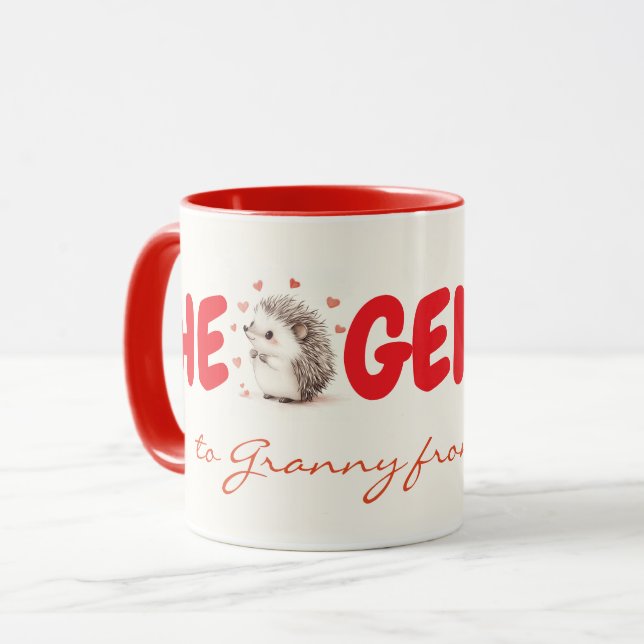 Caneca Hedgehugs! Bonito Presente Personalizado Para A Av (Frente Esquerda)
