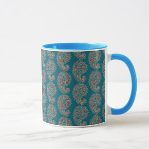 Caneca Heffalump Red Blue Beige Paisley Ringer Coffee Mug