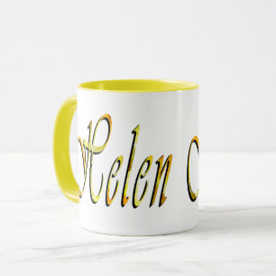 Caneca Helen, Nome, Logotipo, Mug De Café Combo Amarelo