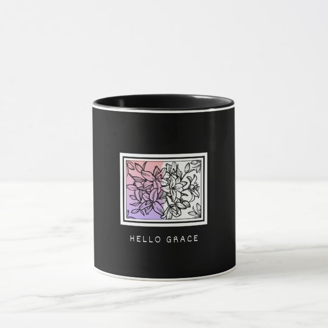 Caneca Hello Grace Minimalista Preto e Branco (Centro)