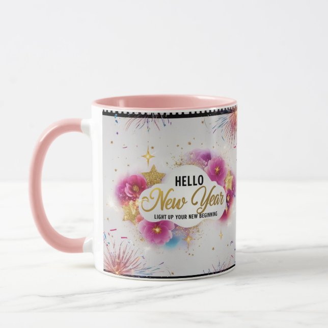 Caneca Hello New Year Glam Cinematic Floral Combo Mug (Esquerda)