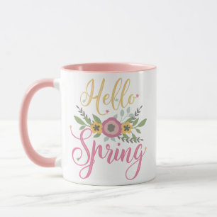 Caneca HELLO PRIMAVERA - flores pastel