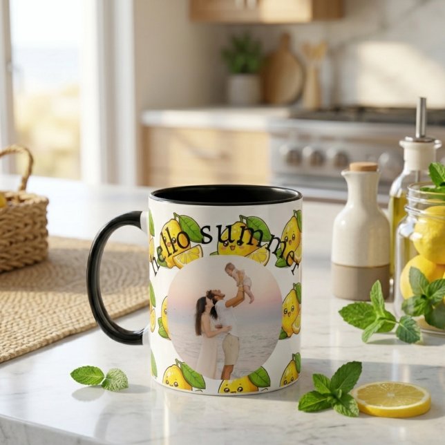 Caneca Hello Summer Lemon Custom Photo Mug Gift (Criador carregado)