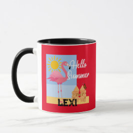 Caneca Hello Summer Pink Flamingo Design - Combo Mug