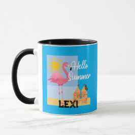 Caneca Hello Summer Pink Flamingo Design - Combo Mug