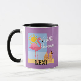 Caneca Hello Summer Pink Flamingo Design - Combo Mug