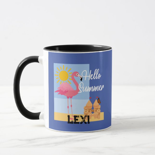 Caneca Hello Summer Pink Flamingo Design - Combo Mug (Esquerda)