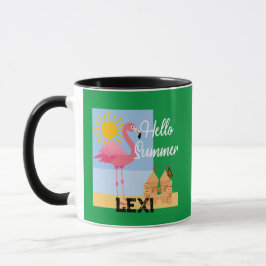 Caneca Hello Summer Pink Flamingo Design - Combo Mug
