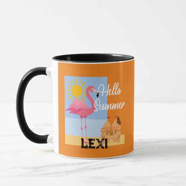 Caneca Hello Summer Pink Flamingo Design - Combo Mug (Esquerda)