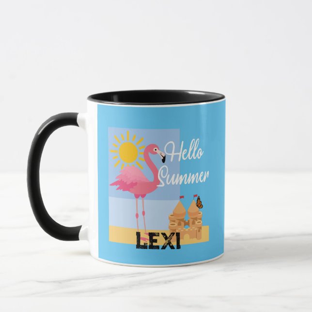 Caneca Hello Summer Pink Flamingo Design - Combo Mug (Esquerda)