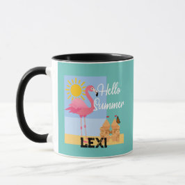 Caneca Hello Summer Pink Flamingo Design - Combo Mug