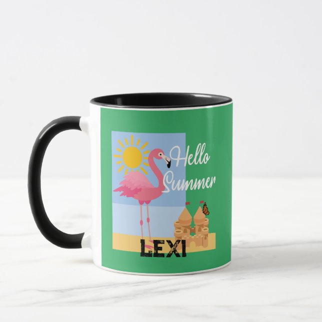 Caneca Hello Summer Pink Flamingo Design - Combo Mug (Esquerda)