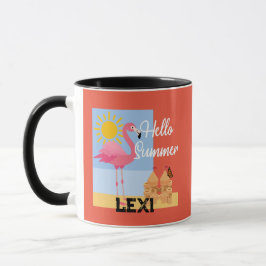 Caneca Hello Summer Pink Flamingo Design - Combo Mug