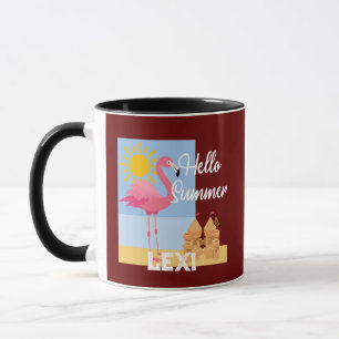 Caneca Hello Summer Pink Flamingo Design - Combo Mug