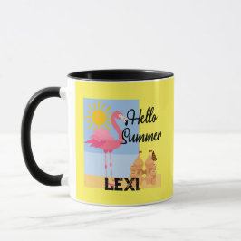 Caneca Hello Summer Pink Flamingo Design - Combo Mug