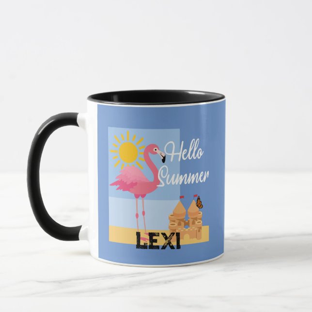 Caneca Hello Summer Pink Flamingo Design - Combo Mug (Esquerda)
