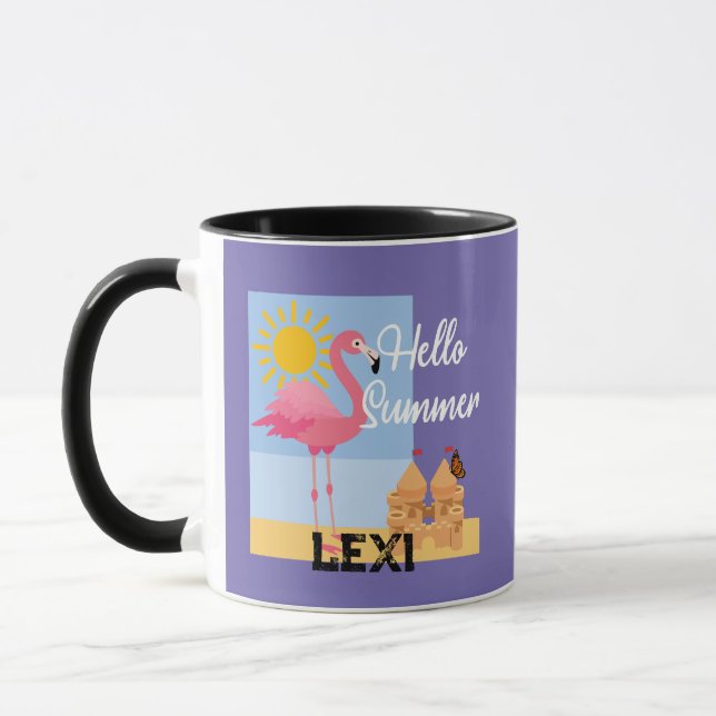 Caneca Hello Summer Pink Flamingo Design - Combo Mug (Esquerda)
